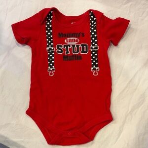 Mommy’s Little Stud Muffin 18 month red onesie